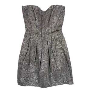 Emily and Fin Silver Strapless Mini Dress | Size XS